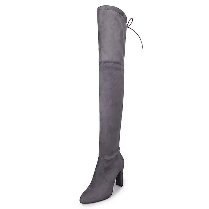 Bottes hautes à talon épais pour femme bout rond finition mate avec boucle style automne hiver nouveau modèle à enfiler occasions spéciales