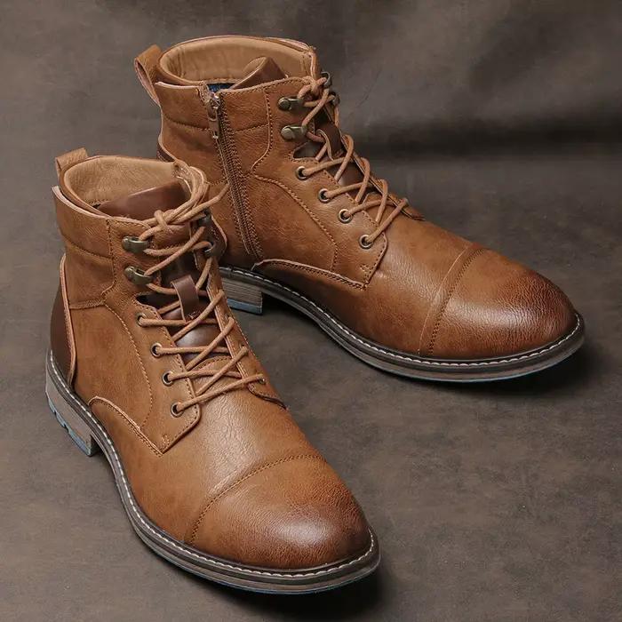 Bottes pour hommes confortables, style rétro, bottes de marque 2026 en cuir