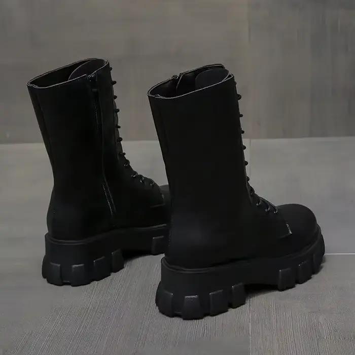 Bottes gothiques à plateforme en cuir PU pour femmes