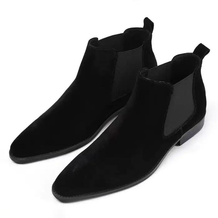 Chaussures montantes britanniques à bout pointu, bottines d'affaires en cuir nubuck, bottes