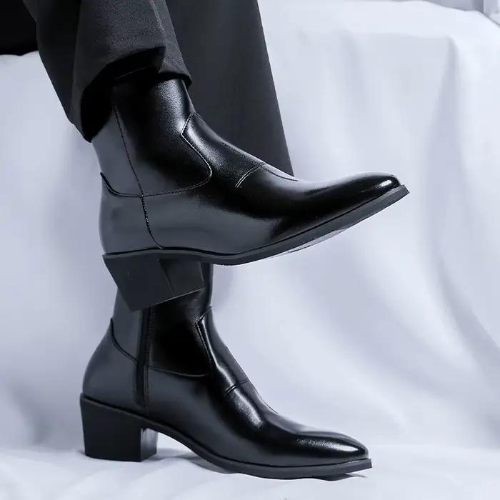 Marque hommes bottes mode Chelsea botte de luxe en cuir Botas noir classique affaires robe bottes décontracté bottines pour hommes Botas