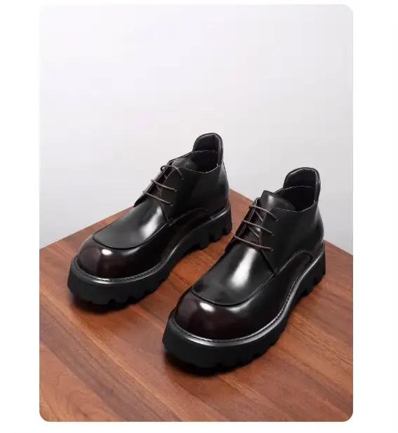 Bottes montantes de style britannique en cuir véritable ajustement parfait pour homme occasions spéciales printemps automne