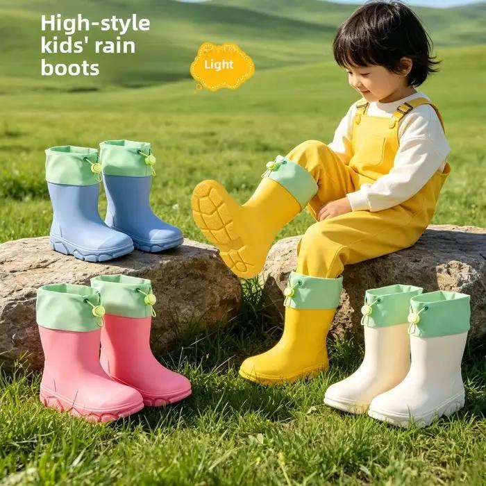 Bottes de Pluie pour Enfants 2026, Garçon et Fille, Couleur Unie, Imperméables, Confortables, Antidérapantes, Durables, Chaussures d'Eau pour Enfants, Idéales pour l'Extérieur