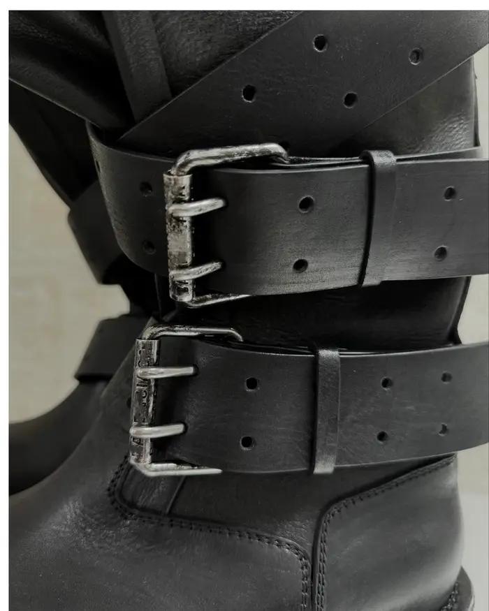 Bottes de moto modernes Vintage à gros bout rond pour hommes