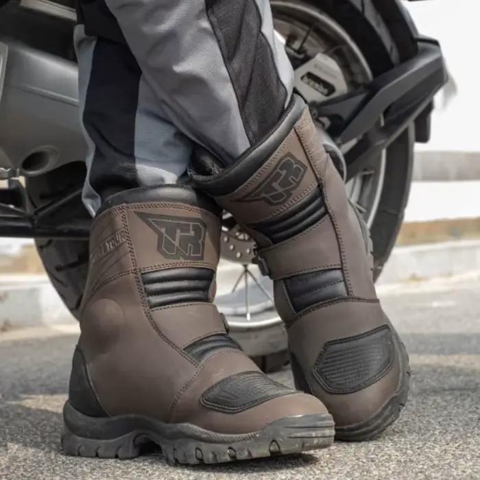 Bottes multifonctionnelles pour motards anti-chute résistantes à l'usure avec semelle en caoutchouc et embouts métalliques pour homme et femme