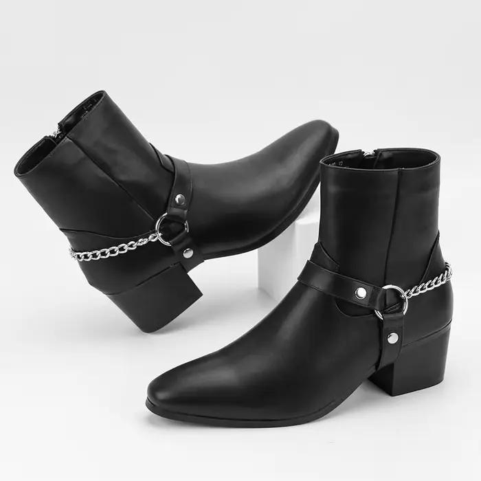 Bottes Chelsea de styliste pour hommes, bottes de Cowboy de luxe de haute qualité, noires et brunes, chaussures de bureau pour mariage