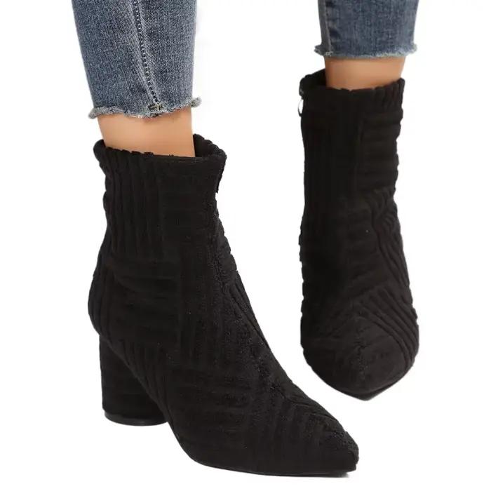 Bottes courtes pointues en daim pour femmes