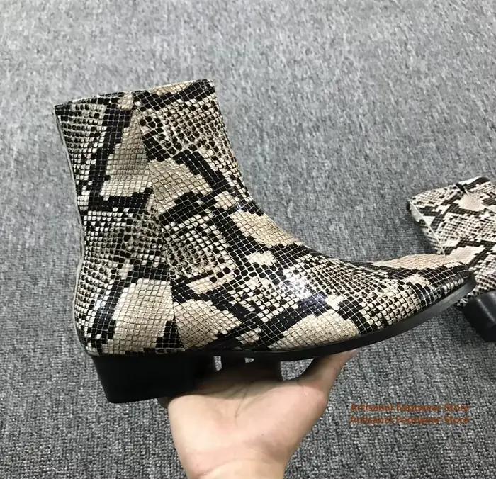Bottes Chelsea à motif serpent pour hommes