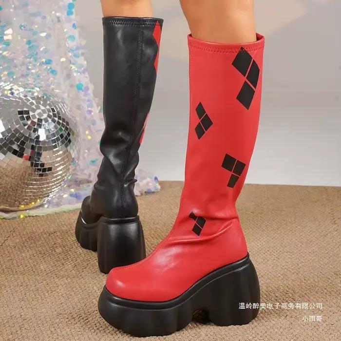 Bottes hautes à plateforme pour femmes