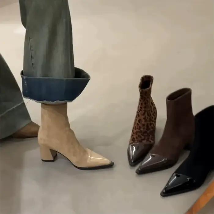 Bottines courtes élastiques en caoutchouc pour femmes élégantes et durables pour les occasions spéciales printemps automne