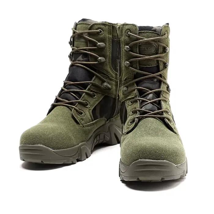 Bottes d'hiver pour hommes ESDY avec semelle en caoutchouc pour randonnée et activité de plein air style combat forces spéciales