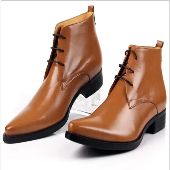 Version européenne de bottes montantes en cuir pour hommes