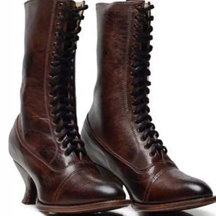 Bottes élégantes pour femmes style de rue mi-mollet bout pointu talon moyen caoutchouc semelle intérieure microfibre doublure occassions spéciales printemps automne