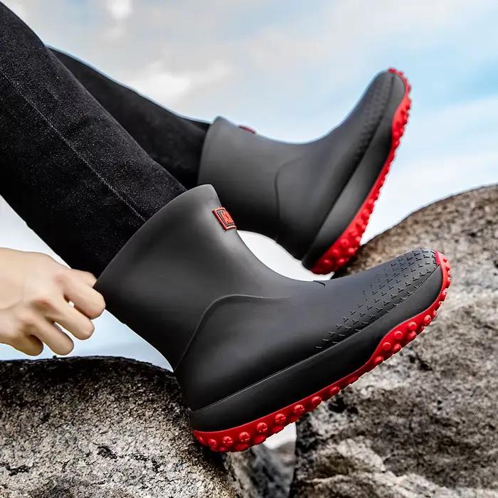 Bottes de pluie courtes pour hommes, antidérapantes, pour le travail, la pêche, le lavage de voiture, la protection du travail, chaussures aquatiques légères et durables en caoutchouc