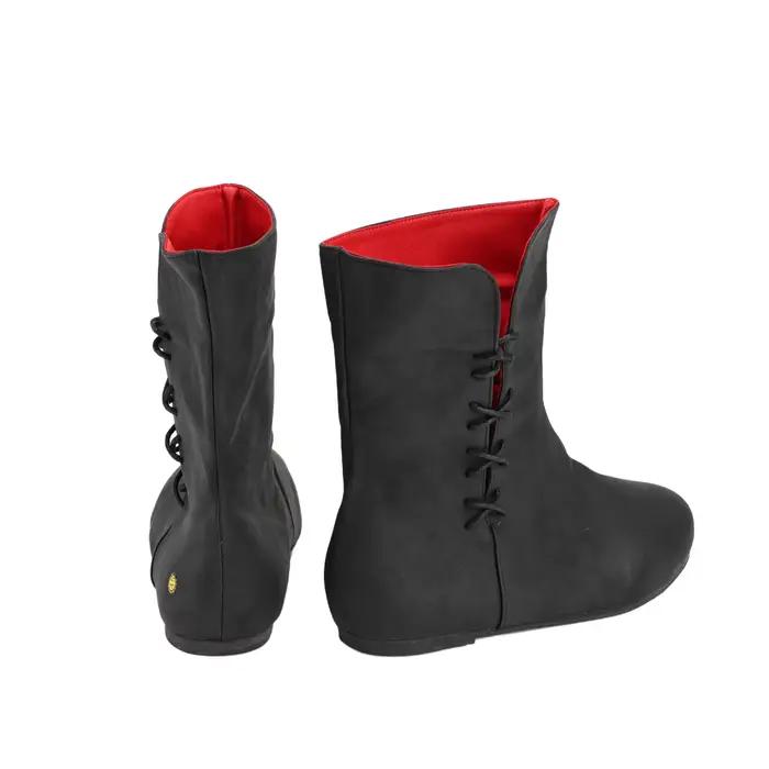 Bottes de Pirate Viking pour hommes, bottes courtes pointues à lacets à fond plat, bottes médiévales en cuir PU pour Costume d'halloween