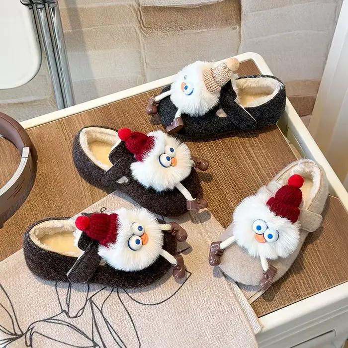 Chaussures décontractées pour enfants, semelle souple, coordonnantes, polyvalentes, chaussures en coton thermique, style coréen, mode chic, filles, nouveau, hiver 2024