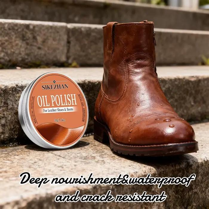 Huile de polissage pour chaussures en cuir la plus fine – Crème d'entretien pour chaussures et bottes en cuir, nourrit, restaure la brillance, imperméable et protégée