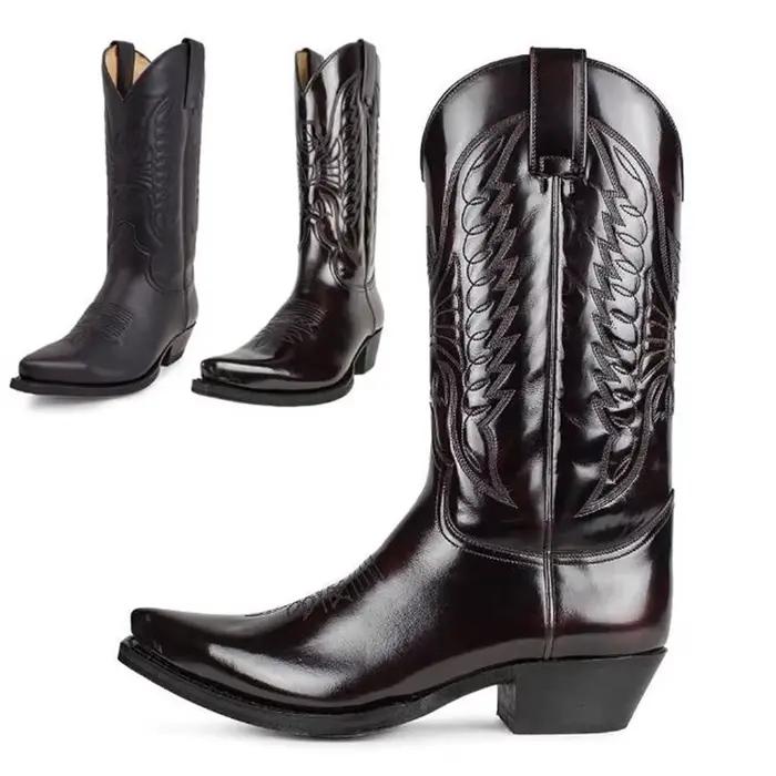 Bottes de cowboy en cuir pour hommes et femmes