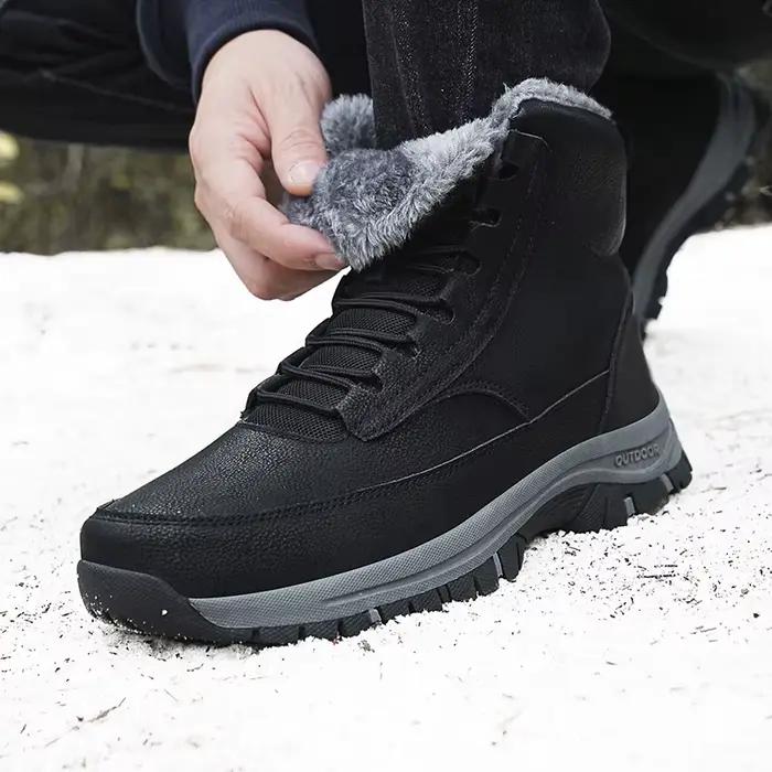 Nouveaux hommes bottes de neige d'hiver pour baskets en cuir imperméables bottes pour hommes Super chaudes en plein air bottes de randonnée pour hommes chaussures de travail taille 39-48