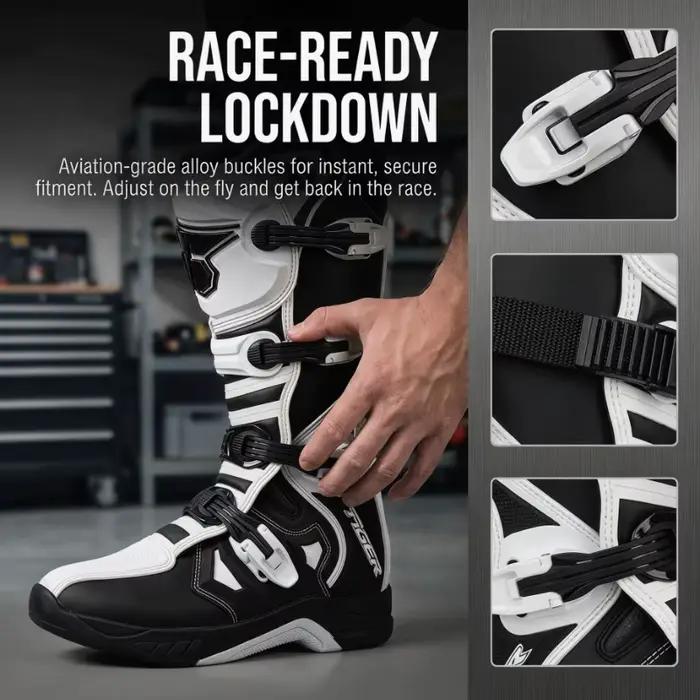 Bottes de moto T3 pour hommes, en cuir, antidérapantes, bottes de moto professionnelles pour femmes, chaussures de course Botas