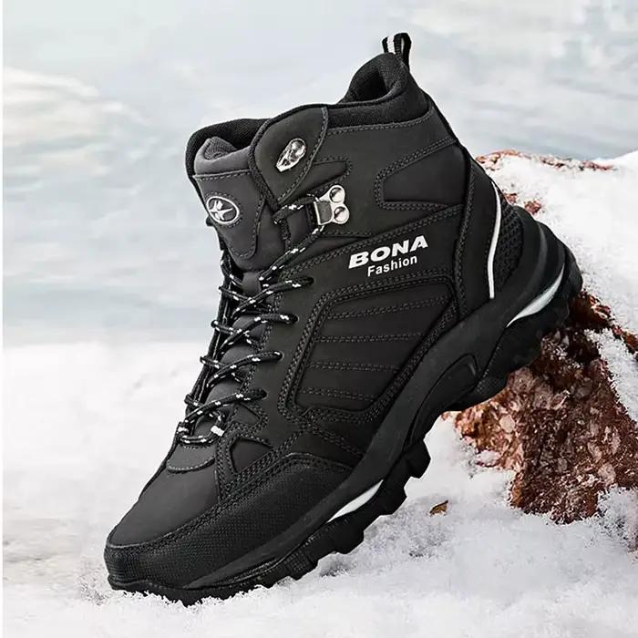 BONA-Bottes en cuir coordonnantes pour homme, chaussures de neige confortables et durables, courtes en peluche, populaires, printemps et automne