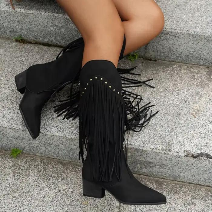 Bottes à franges vintage pour femmes