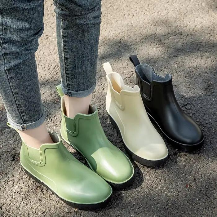 Bottes de pluie pour femmes 2025 printemps automne mode sans lacet chaussures imperméables femmes bottines antidérapant femmes chaussures de pluie bottine