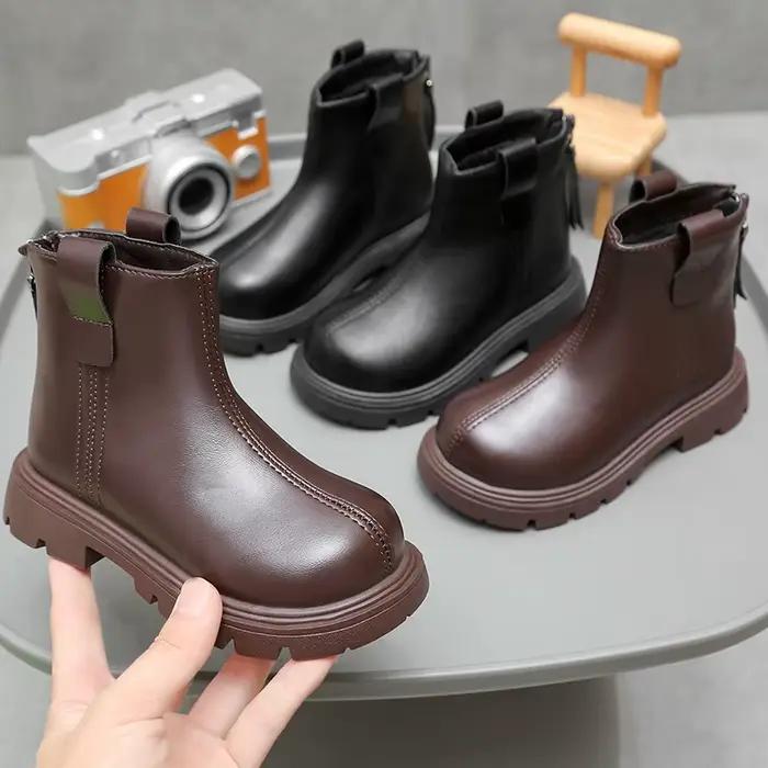 Filles bottines 2025 nouveau hiver enfants bottes polaires semelle souple doublure respirante Style coréen chaussures d'école pour filles bottes Age5-8