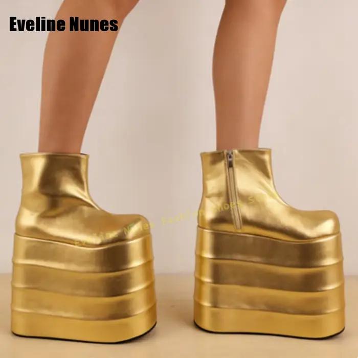 Bottines Y2K Sexy à plateforme dorée