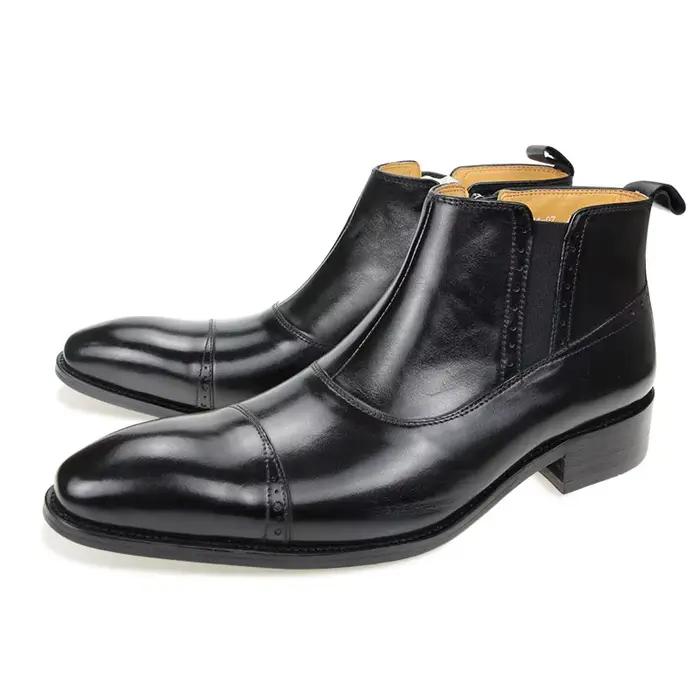 Bottes de Luxe ASIMAYA en Cuir Véritable Bottes Chelsea pour Homme Occasions Spéciales Cheville Élégantes