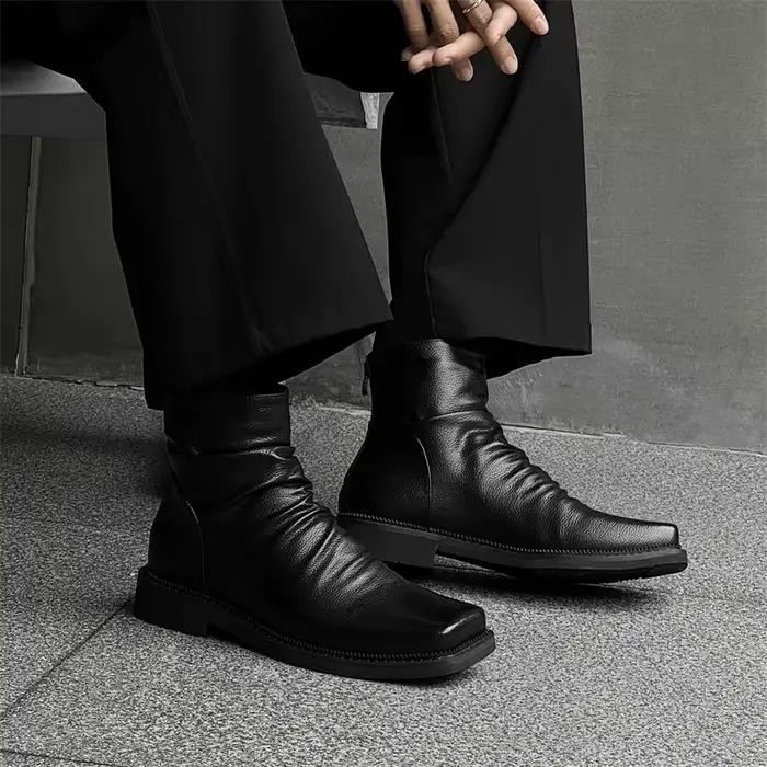 Bottes courtes noires pour hommes, chaussures en cuir formelles, à la mode, design personnalisé, nouveau style, extérieur, ChimParty, qualité 03