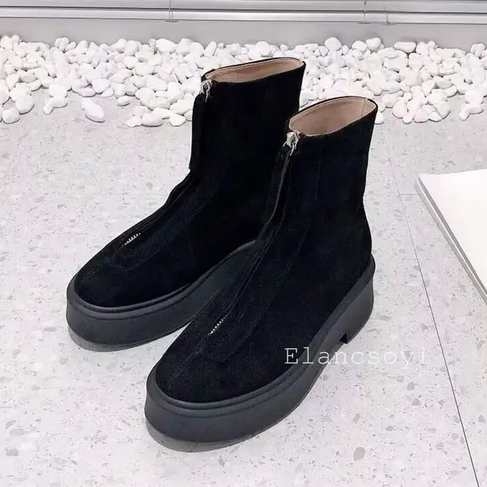 Bottines courtes à semelle plate et épaisse pour femme