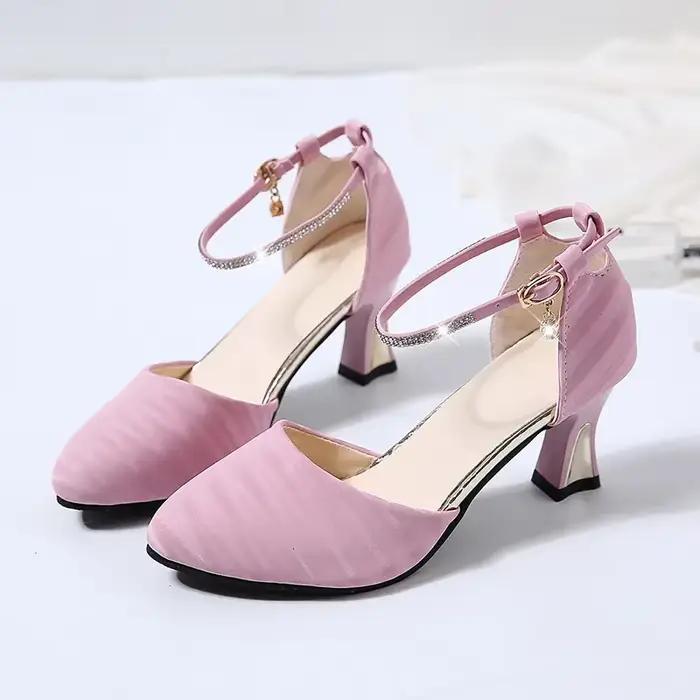 Szpilki Damskie – chaussures à talons hauts en daim noir pour femmes, escarpins décontractés à rivets bleus, à la mode, de fête, printemps-été, G5145
