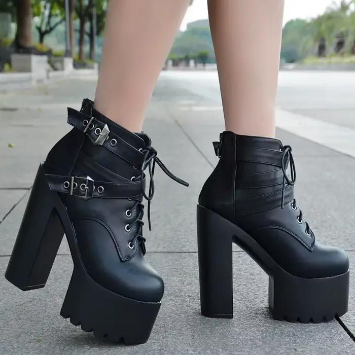 Bottines de mode de style européen et américain 2025 printemps nouveau coréen épais avec des bottes courtes 14 cm