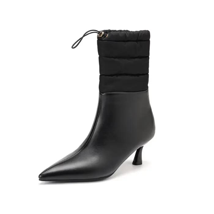 Bottines en microfibre pointues pour femmes, talons fins, confortables, pour occasions spéciales, automne hiver