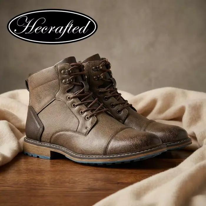 Bottes pour hommes, marque rétro, confortables, décontractées, mode 2026, en cuir