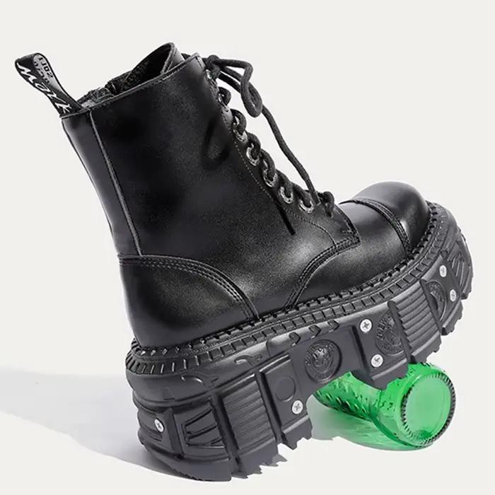 Femmes Punk bottes plate-forme conception personnalisée chaussures en cuir Cool
