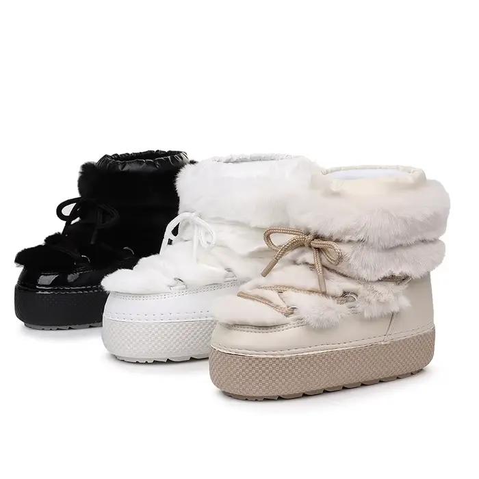 2025 hiver bottines pour femmes plate-forme antidérapante imperméable bottes de Ski de luxe moelleux fourrure