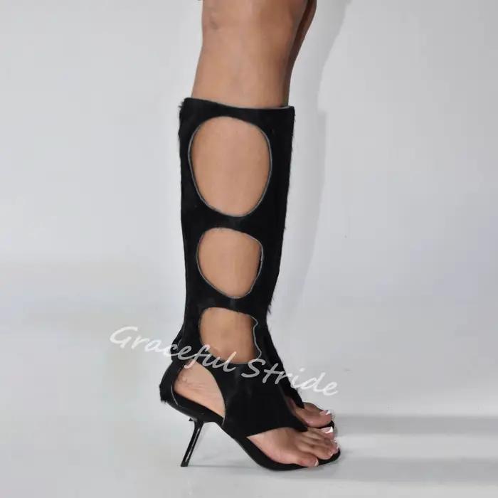 Nouvelles bottes de luxe pour femmes sexy en faux daim avec talons fins pour occasions spéciales été