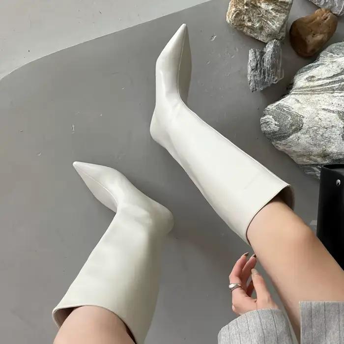Eilyken – bottes à bout pointu pour femme, confortables, à talons bas, de haute qualité, à enfiler, pour banquet, chaussures de cérémonie, printemps-automne