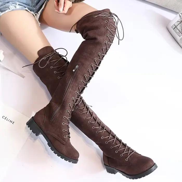 Bottes Sexy à lacets au dessus du genou pour femme