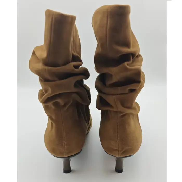 Eilyken hiver bout pointu bottines femmes plissé bottes courtes Femme rétro élégant concepteur