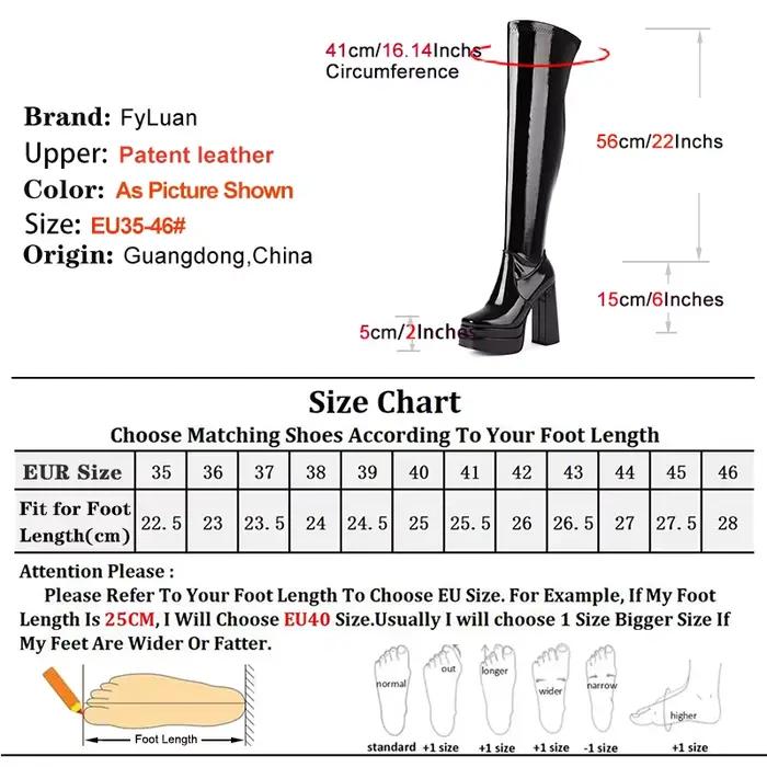Bottes au dessus du genou en cuir verni élastique pour femmes, chaussures de spectacle en T Sexy, plateforme épaisse, Botas, cuissardes gothiques de 15CM