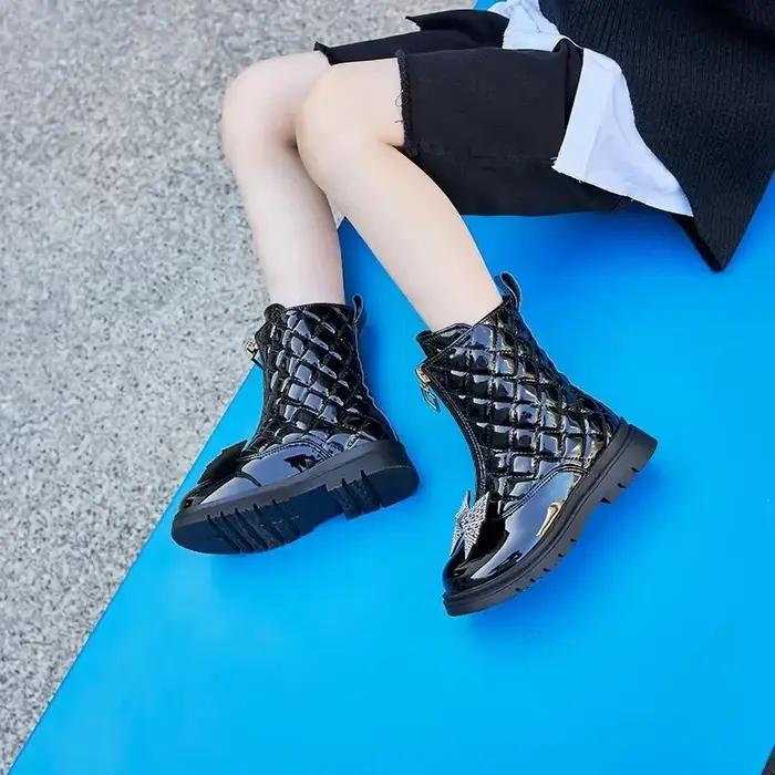 Bottes Brillantes avec Nministériels d en Strass pour Fille, Polyvalentes, Petite Princesse, Décontractées, Style Coréen, Nouvelle Collection Automne Hiver 2024