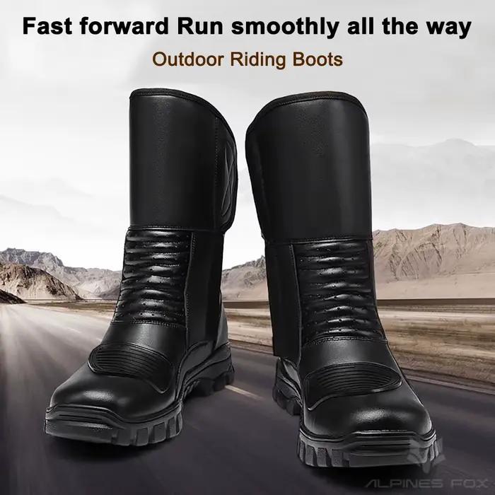 Bottes de randonnée moto rétro en cuir pour hommes, chaussures d'équitation de vélo de course, imperméables, coupe-vent, anti-chute, cavalier, quatre saisons