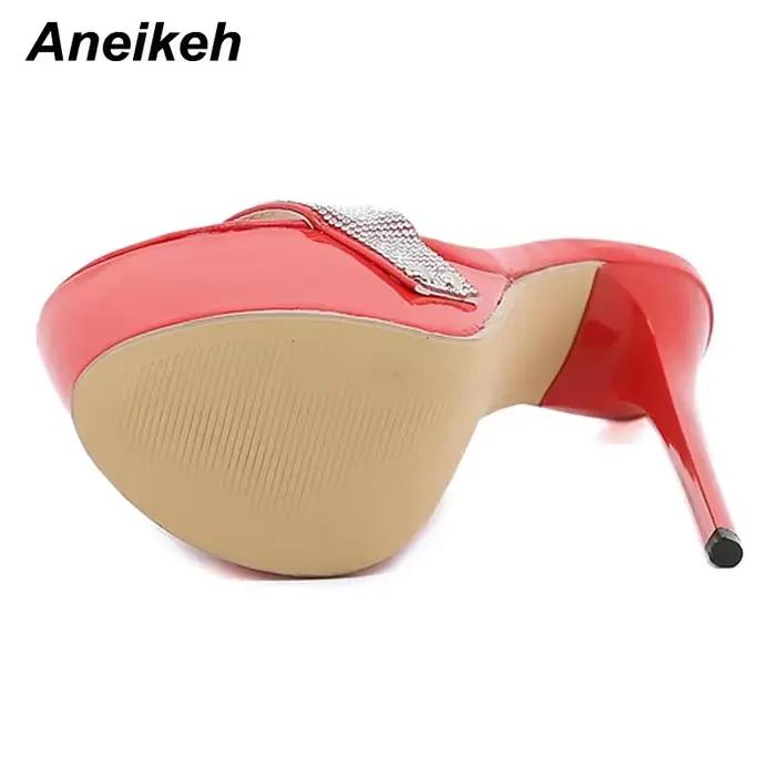 Aneikeh Sexy plate-forme Bling Ultra haute Mules pantoufles PU diapositives adulte nouvelle mode chaussures pour femmes été Rome classiques à pois
