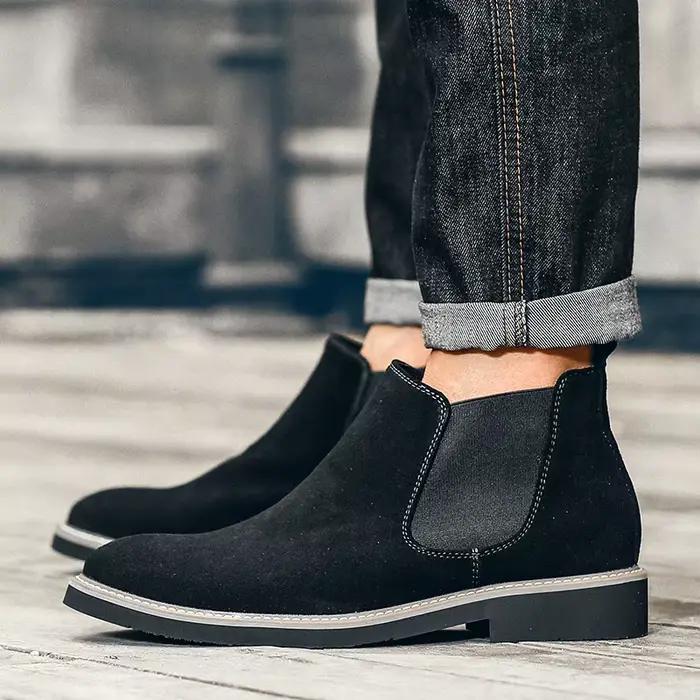 Automne hiver Chelsea bottes hommes Style britannique daim cuir chaussures