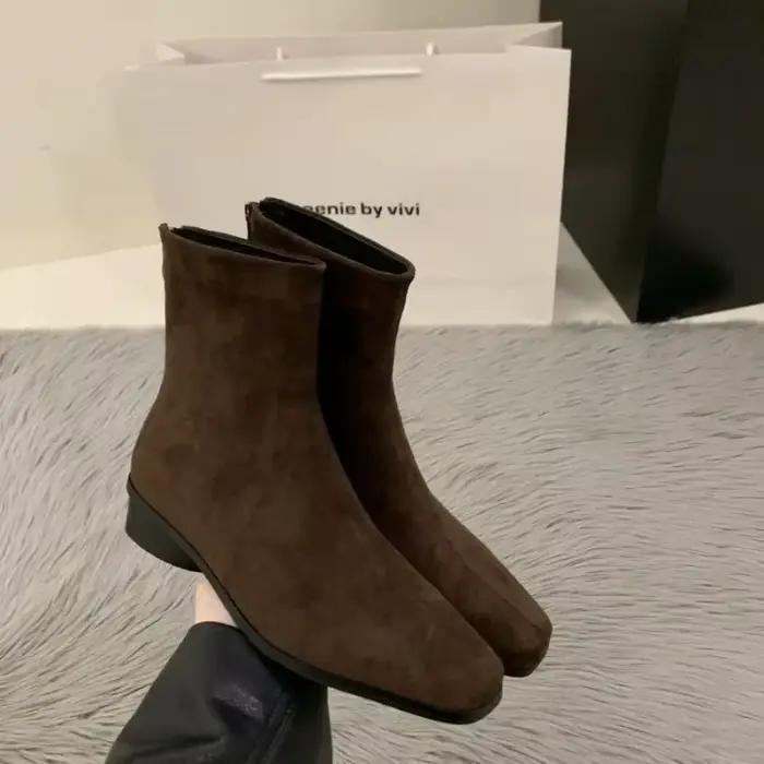 Femme chaussures 2025 haute qualité mi-mollet femmes bottes mode dos Zip