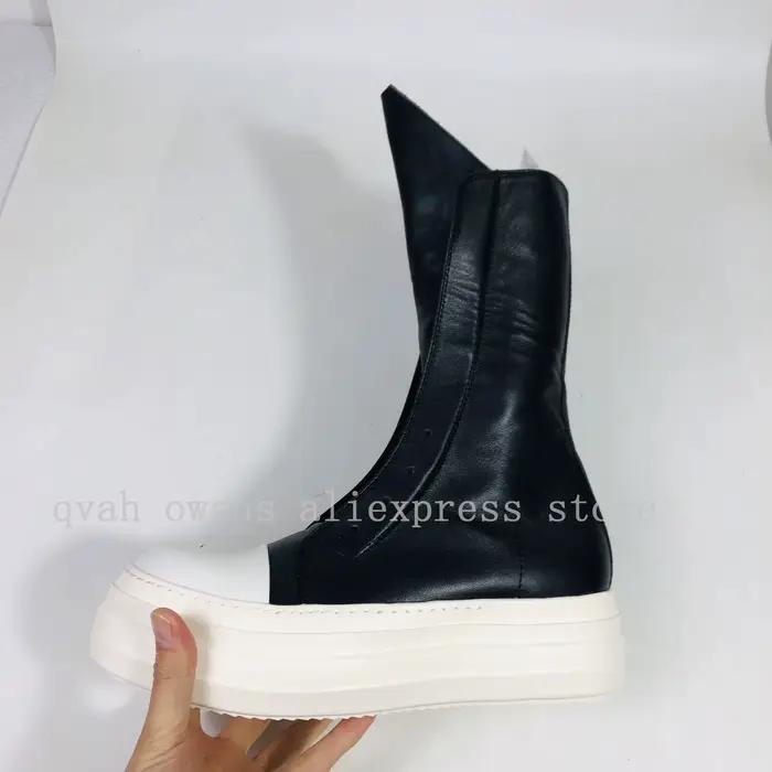 Bottes à plateforme montantes en cuir véritable pour hommes