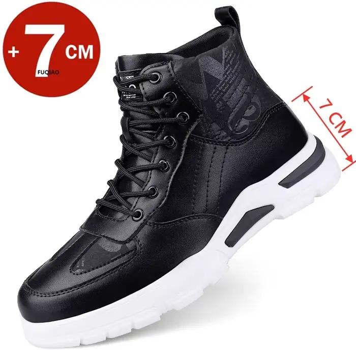 Homme bottes ascenseur chaussures talons cachés en cuir de vache mode bottines